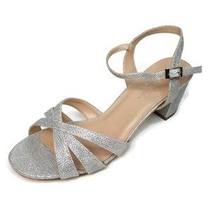 Pink Paradox London Colette Block Heel Strappy Sandal Silver Glitter Women's 9M